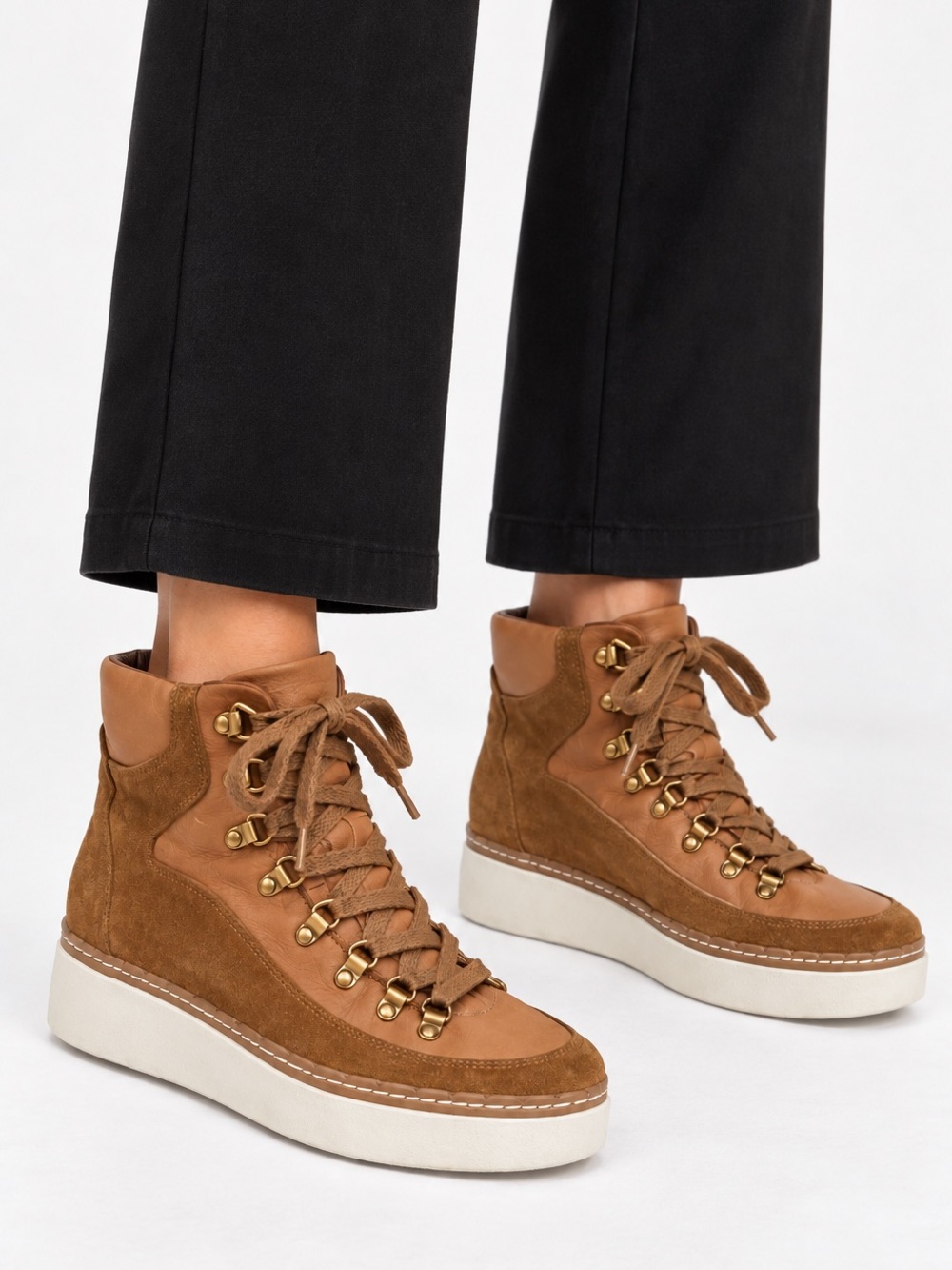 Vince Soren High Top Sneakers Wedge Lace Up Ankle Boots Brown Suede US 9.5 $350